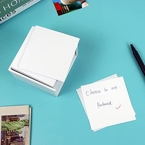 White Memo Notes Holder 3 Inch Plastic Memo Pad Cube Organizer Tray Paper Notepad Dispenser Holders for Home School Office Desk Supplies Organizers (White Memo Holder)