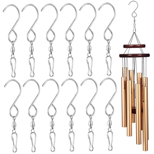 SUPVOX 12 Pack Swivel Hooks for Wind Chimes Stainless Steel Rotating Hooks Bird Feeder Hangers Space-Saving Easy Install
