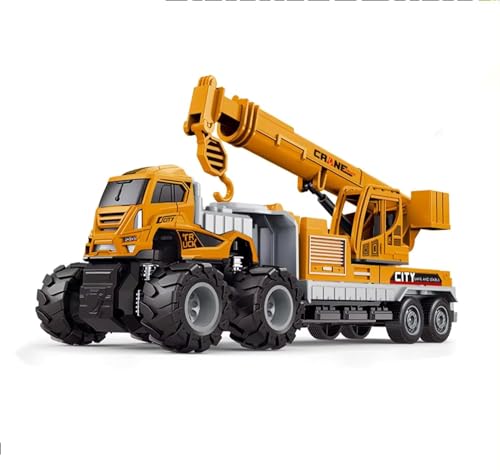 Image of 1:43 Metal Head Construction Crane Truck Toys Alloy Diecast Truck Set Toy, Diecast Miniature Car Model Best Birthday Gift For Kids (Pack Of 1) (1:43 Construction Crane),Yellow