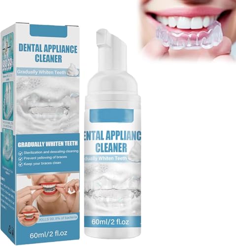 2 Uds 60ml Limpiador De Aparatos Dentales Limpiador De Retenedor De Fragancia Duradera Eliminación De Olores De Espuma Suero De Eliminación De Manchas De Dientes Falsos Para Alineadores Tirantes De Re