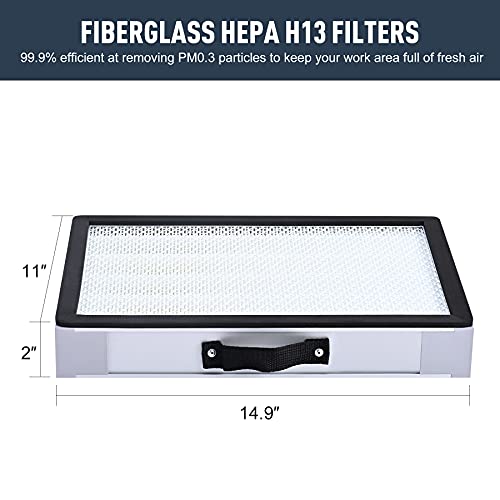 Omtech 2Pc Replacement Hepa Filter Pack For Xl300 Fume Extractors, H13 Real Hepa Replacement Air Filter Set W Aluminum Alloy Frame For Fumes Dust Contaminants Down To Pm0.3 For Box Style Air Purifiers #TOP3