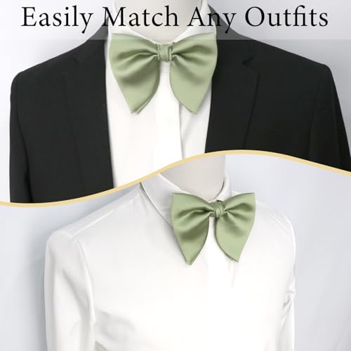 Image of Luckyvestir Oversized Bow Ties for Men, Pre Tied Clip on Men's Black Bowtie for Wedding Tuxedo Banquets Formal Wear