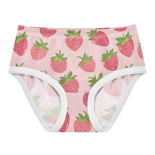 Wusikd Cute Strawberries Girls' Underwear Cotton Pink Girls Briefs Soft Toddler Underwear 2T