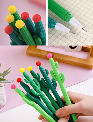 28 bolígrafos de gel negro forma cactus YYaaloa miniatura 3