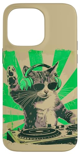 DJ Cat Disco Funny Sound Tech Headphone Techno Music �X�}�z�P�[�X iPhone 14 Pro Max �p