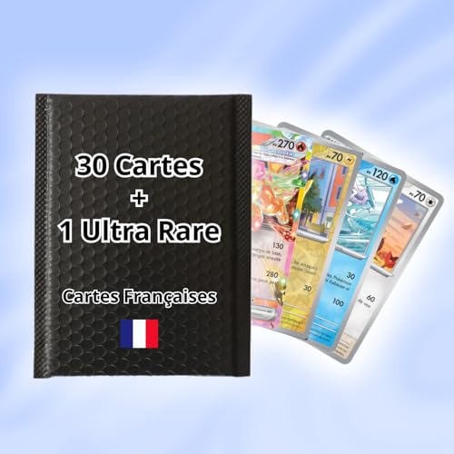 Lot de 31 Cartes – 1 Ultra Rare (EX, V, GX…) + 30 Classiques Dont 5 Brillantes & 5 Dresseurs – Authentiques en Français sans Doubles