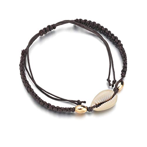 Fußkette fußkette Damen Indische Fußkettchen Kreative Fußkette braune Fußkette große Länge Fußkette Einstellbare Muschel Fußkettchen Cover