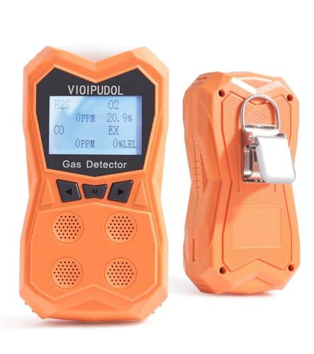 Gas Detector, 4 Gas Alarms for CO, O2, H2S and LEL, Multi Gas Leak Detector (Vibration, Visual, Audible) with High Sensitive Sensor, Rechargeable Gas Monitor with 16H Long Battery Life, IP65