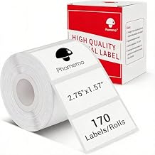 Phomemo Thermal Sticker Labels- 2.75"x1.57"70x40mm Thermal Label for M221/M220/M250/M260, for Barcode/Address/Mailing/Logo/Business/Home Tag, Black on White