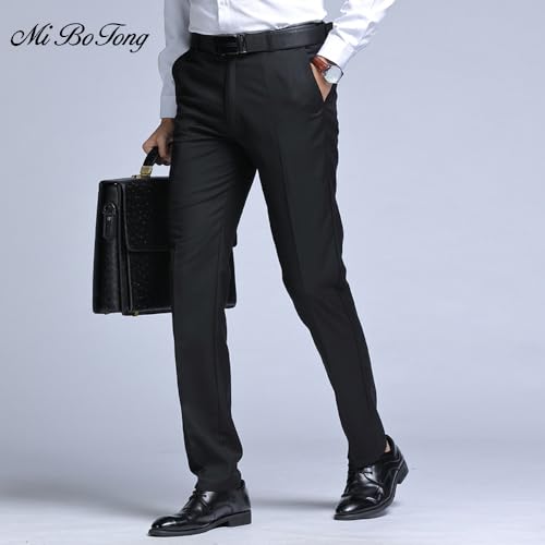 Mi Bo Tong Men's Dress Pants Slim Fit Wedding Suit Pant Stretchy Business Trousers Front Flat Casual Dress Pants2