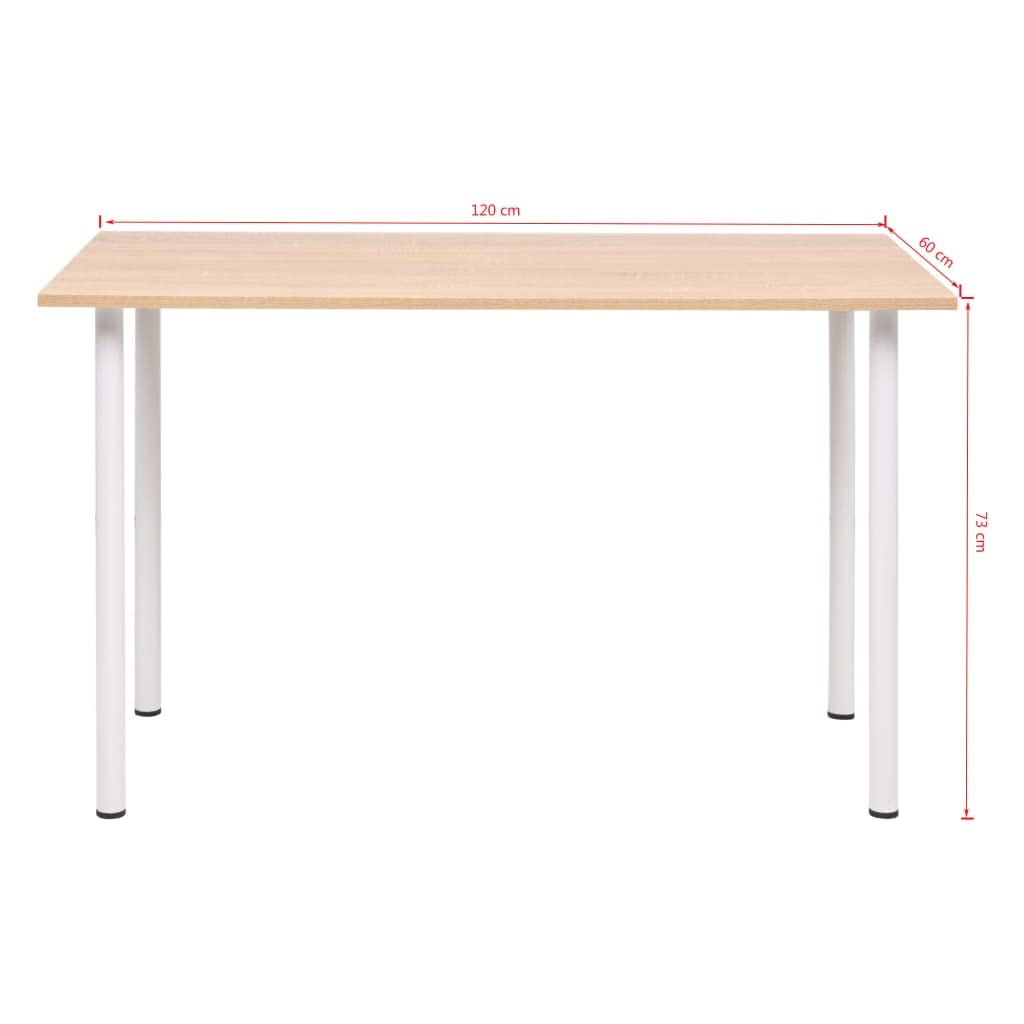 Tavolo da Pranzo Moderno 120x60x73 cm per Cucina Rovere e Bianco | Ideale per sala da pranzo, soggiorno o studio. Superficie in melaminico facile da pulire e stabile telaio in acciaio.