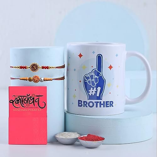 Image of Rakhi with Coffee Mug Gift Combo for Rakshabandhan | Rakhi Gift for Brother | Rakhi for bro | Rakhi and Roli Chawal, Rakhi Gift for Brother (02)