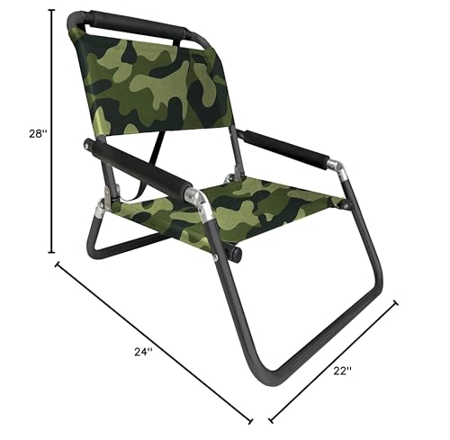 Image of Neso Beach Chairs - Lightweight, Portable and Foldable Recliner Beach Chairs for Park, Camping and Outdoor Adventures - with Slip Pockets and Shoulder Strap - 2 Pack - Camo - XL