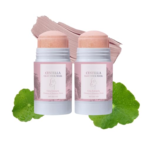 Centella Clay Stick Mask,2 PCS Clay Mask für Tiefenreinigung & Porenverfeinerung,Koreanische Tonerde Maske mit Centella als Mitesserentferner, Hautpflege für Frauen und Männer aller Hauttypen
