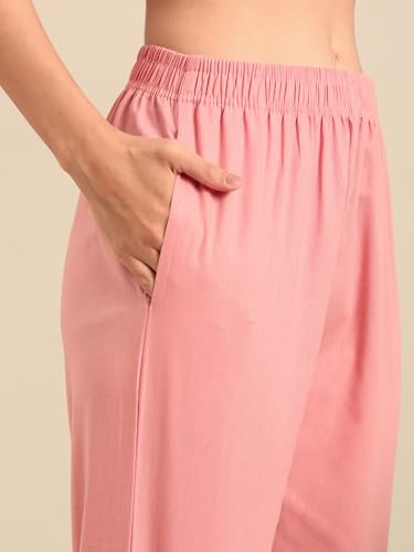 Image of TWIN BIRDS Cotton Pant for Women | 100% Cotton Trousers | Comfortable Straight Fit | Functional Pocket | Daily Ethnic & Casual Wear