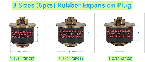 Dsnaduo 3 Sizes (6Pcs) Rubber Expansion Plug, Fit Hole Size: 1-1/8"~1-1/2" (28Mm~38Mm) Automotive Rubber Freeze Plug #TOP1