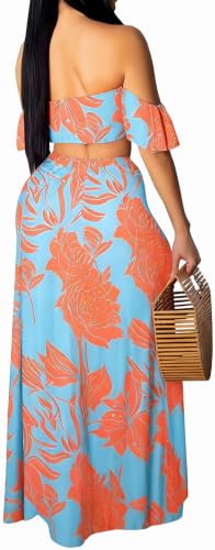 Image of Sexy Two Piece Sets for Women Vacation Elegant Sleeveless Top Long Split Maxi Dress Beach Swimwear