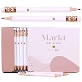 Heart Pencils for Baby Shower Games and Bridal Shower Games, Mini Pencils, Small Pencil Set For Game Prizes, Bridal Pens (White / Gold)