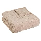 LOLAhome Manta de sofá marrón Claro de Borreguito de Tela Jacquard con Relieve de 130x160 cm