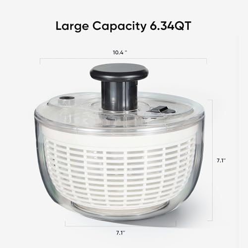image for CAROTE 6.4 Qt Salad Spinner Large Lettuce Spinner Plastic Vegetable Fr