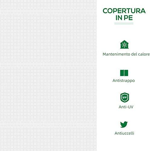 Outsunny Serra Da Giardino A Casetta Con Copertura In Pe, Serra Per Orto Con Picchetti E Bordi Estesi Per Piante E Fiori, 120X60X60Cm, Bianco - 5