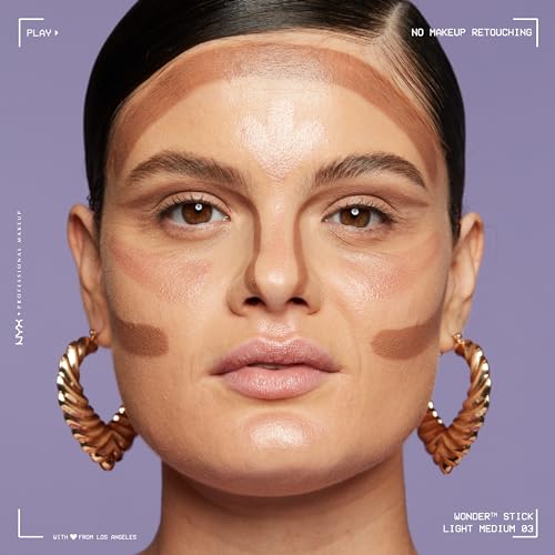 NYX Professional Makeup Stick Highlight und Kontur, Doppelspitze, Definition und Glanz, anpassbar und vegan, Wonder Stick, Light Medium
