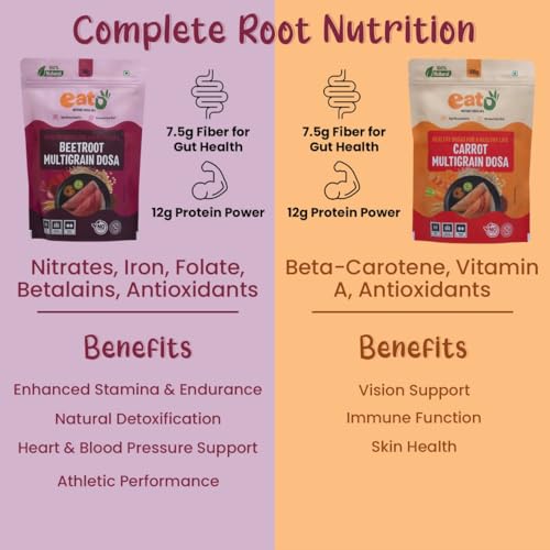 Image of Eat5 Instant Beetroot & Carrot Multigrain Dosa Mix Combo | | Makes 10-12 Dosas Each (300g x 2) Healthy, Micronutrient Rich & High Bioavailability | 100% Natural, No Preservatives
