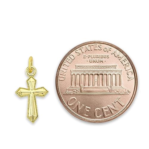 Solid 10k Gold Cross Microcharm, Mini Tiny Charm Religious Jewelry with Clasp3