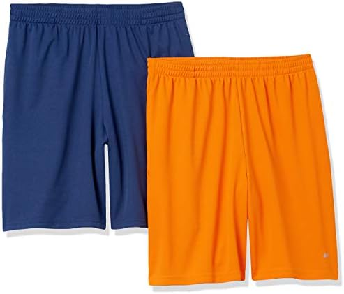 Amazon Essentials Men's Performance Tech Loose-Fit Shorts (Available in Big & Tall), Pack of 2, Orange/Navy, Medium