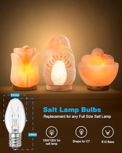 Image of OuuKoo Salt Lamp Bulbs - 15 Watt Light Bulbs for Scentsy Wax Warmer - C7 Replacement Bulbs for Plug in Wax Diffuser- Warmwhite - Dimmable,15 Packs