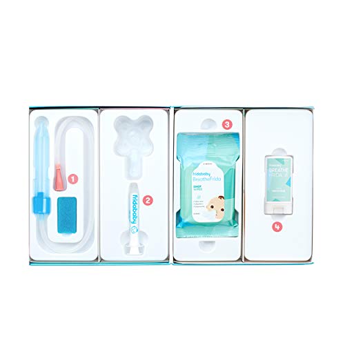 Baby Sick Day Prep Kit By Fridababy - Includes Nosefrida Nasal Aspirator, Medifrida Pacifier Medicine Dispenser, Breathefrida Vapor Chest Rub + Snot Wipes. Soothe Stuffy Noses For Babies With A Cold #TOP3