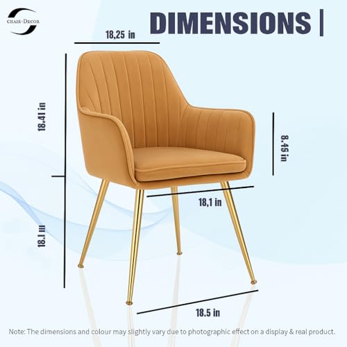 Image of Velvet Accent Chair with Matching Pouffe & Floral Cushion | Upholstered Lounge Armchair with Gold Metal Legs for Living Room, Bedroom, Office & Guest Room (Light Brown)