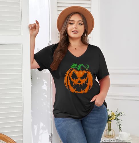 Image of ForHailey Women's Plus Size V Neck Tops Summer Short Sleeve T Shirt