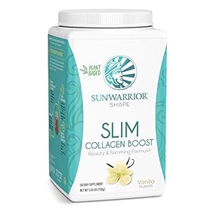 Sunwarrior Slim Collagen Peptides Powder with Vitamin C & Biotin Gluten Free Keto Collagen Protein Powder for Nail Hair Pores and skin Help | Natural Form Slim Collagen Enhance Vanilla 750 Gram 30 SRV