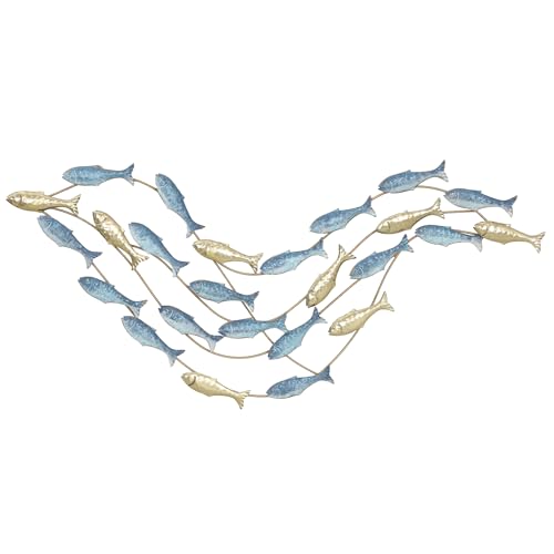 HOMCOM Décoration murale en métal moderne, sculpture murale en métal avec motif de poisson unique, suspendu décor pour salon, chambre à coucher, bureau, 100 x 50...