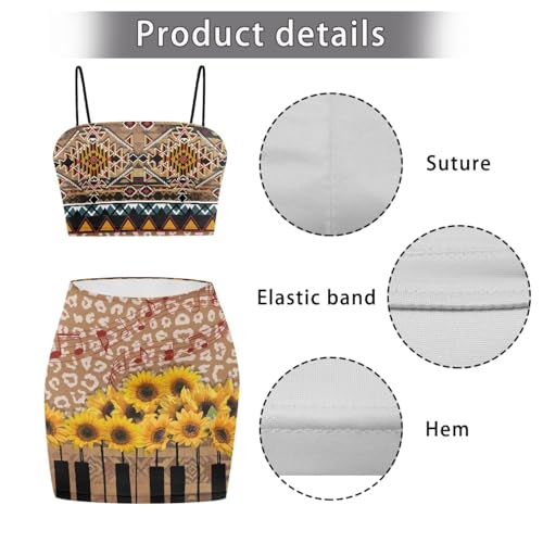 Image of Biyejit Women's 2 Piece Summer Outfits Spaghetti Strap Crop Tops and Bodycon Mini Skirt Dress Set Plus Size S-4XL