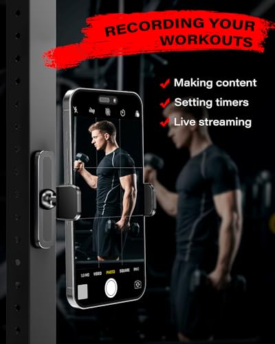 Image of APPS2Car Magnetic Phone Holder for Gym, Alloy Base and Joint for Strong Hold, 360 Adjustable, Compatible with 4.7-6.5 Inch iPhone & Android Phones, Gym Accessories Gift for Men Women