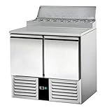  Edelstahl Saladette  Zubereitungstisch  0,9 x 0,7 m - mit 2 Türen  inkl. Kühlaufsatz - für 5x GN 1/6