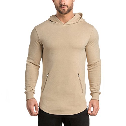 Mechaneer Men's Workout Long Sleeve Hoodies Gym Running Pullover Sweatshirt Beige L/Tag 2XL Mechaneer Men's Workout Long Sleeve Hoodies Gym Running Pullover Sweatshirt Beige L/Tag 2XL