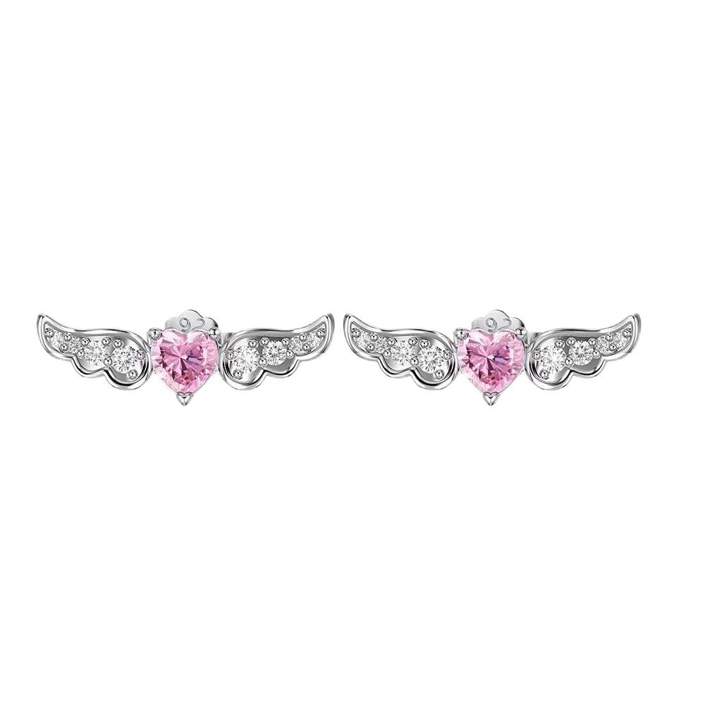 Orecchini Ali Cuore Diamante Rosa 925 Orecchini Da Donna Angelo Custode Ispirato Gioielli Da Indossare Tutti I Giorni Un regalo per lei