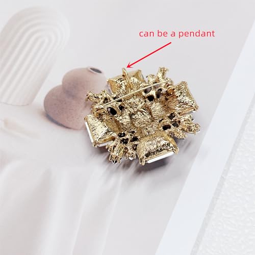 Image of Baroque Rhinestone Brooch Pin for Women Men Vintage Rectangle Crystal Round Ball Victorian Art Deco Brooches Lapel Pins Elegant Dress Accessories Wedding Birthday Jewelry Corsage