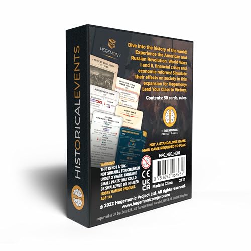 Games Hegemony: Historical Events Expansion - 50 New Cards Add Events to Your Gameplay, Unique Asymmetric Card Driven Game Board Game, Ages 14+, 2-4 Players