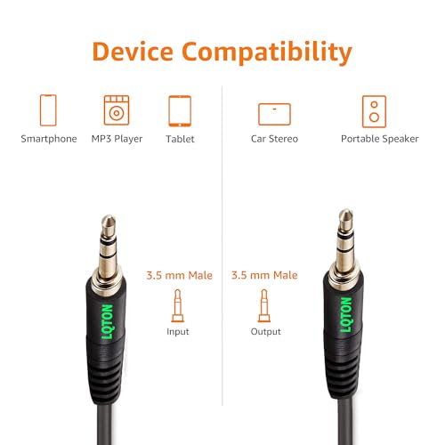 Image of Premium 3.5mm stereo AUX jack male to 3.5 mm stereo jack male Aux Cable - Cable for Car, Headphones, and Devices - Tangle-Free Cord with Universal Compatibility (1.5 M)
