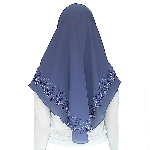 Women's Muslim Islamic Chiffon Scarf Hijab for Girls Rhinestone Hijabs Scarves Double Layer3