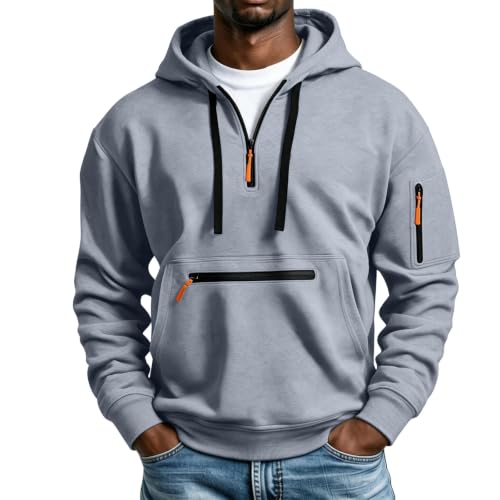 Big and Tall Hoodies for Men Quarter Zip Pullover Hooded Sweatshirt - image 1