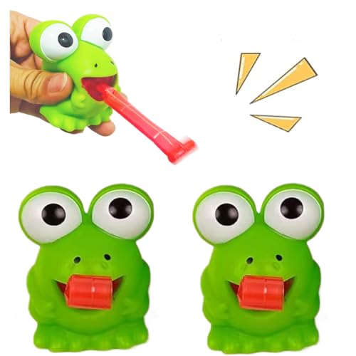 LBKKC Frog Toys Tongue Sticking Out, Creative Party Favor, Novelty Relief Squeeze Toys Funny Gags Gifts for Kids Adults,Sensory Toy, 2 Pack