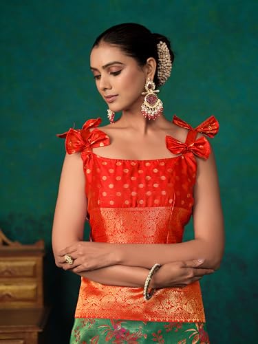 Image of EthnicJunction Women's Silk Blend floral Woven Saree With Blouse Piece | Wedding Saree