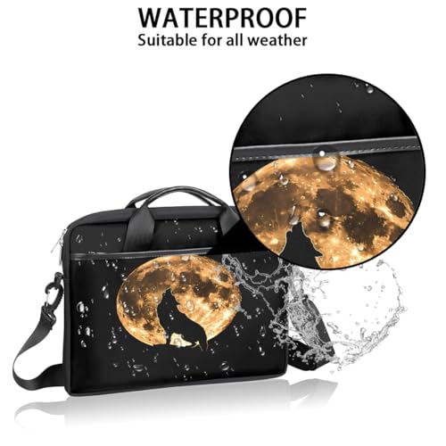 Bolsa para laptop con silueta de lobo y luna 15 pulgadas miniatura 3