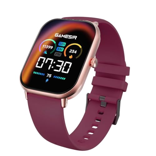Image of GameSir H9 Smartwatch - Big Display | Bluetooth Calling | Heart Rate & SpO2 Monitor | 100+ Sports Modes | Long Battery | IP68 Waterproof | TFT Display | Design for Men & Women (Maroon)