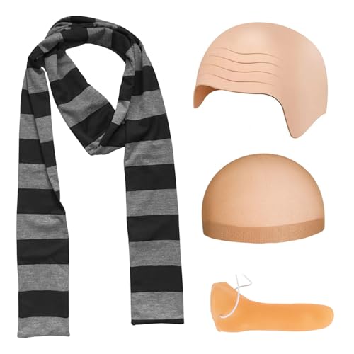 AWAVM Torne-se o melhor vilão com disfarce para crianças, inclui gorro careca e nariz, perfeito para festas de halloween e fantasias